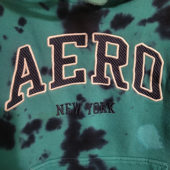 Aero Aeropostale New York Turquoise Black Tie Dye Ladies Sweatshirt Hoodie, L - Picture 3 of 7